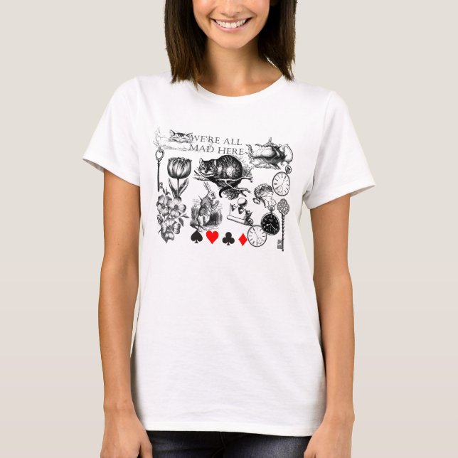 Camiseta Cáliz clásico del gato de Cheshire en wonderland m (Anverso)