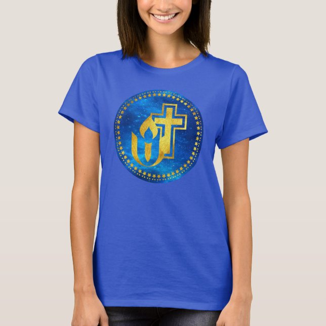 Camiseta Cáliz universalismo unitario y cruz cristiana (Anverso)