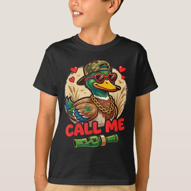 Camiseta Call Me Duck Hunting Retro Valentine's Day Men Wom (Anverso)