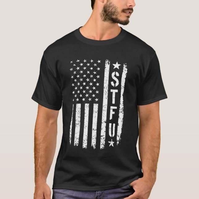Camiseta Cállate bandera estadounidense de EE. UU. (Anverso)