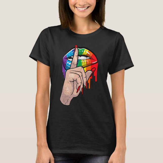 Camiseta Cállate, Drin, Lgbt, Orgullo Gay, Lipas Arcoiris (Anverso)