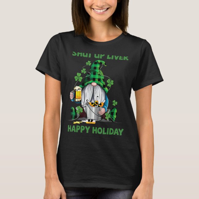 Camiseta Cállate Hígado Gnome Irlandés Beer Cerveza Feliz S (Anverso)