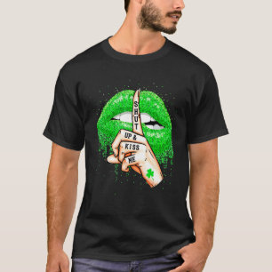 Camiseta Cállate Y Bésame Green Lips Irish Shamrock St P