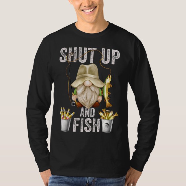 Camiseta Cállate Y Gnome De Pescado Para Los Hombres Abuelo (Anverso)