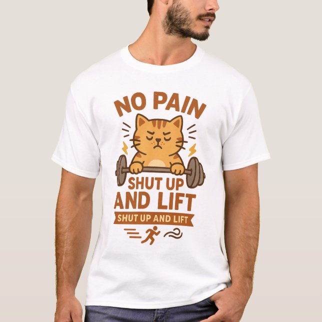 Camiseta Cállate y levanta - Poster de fitness para gatos m (Anverso)