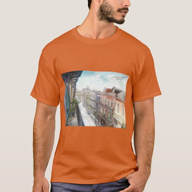 Camiseta Calle Bourbon Balcony View New Orleans French Qua (Anverso)