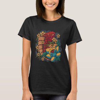 Camiseta Calle japonesa Koi Fish con flores de Lotus