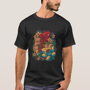 Camiseta Calle japonesa Koi Fish con flores de Lotus
