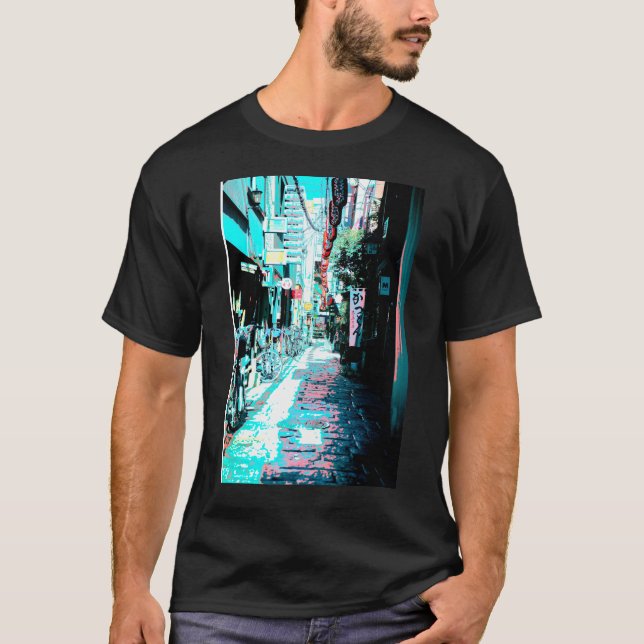 Camiseta Calle Lofi Tokyo de la ola japonesa de vaporolas 8 (Anverso)