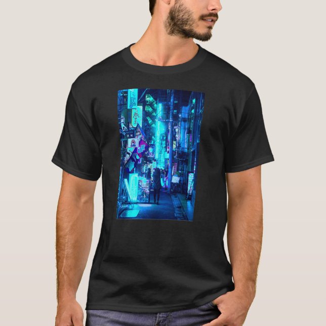 Camiseta Calle Lofi Tokyo de la ola japonesa de vaporolas 8 (Anverso)