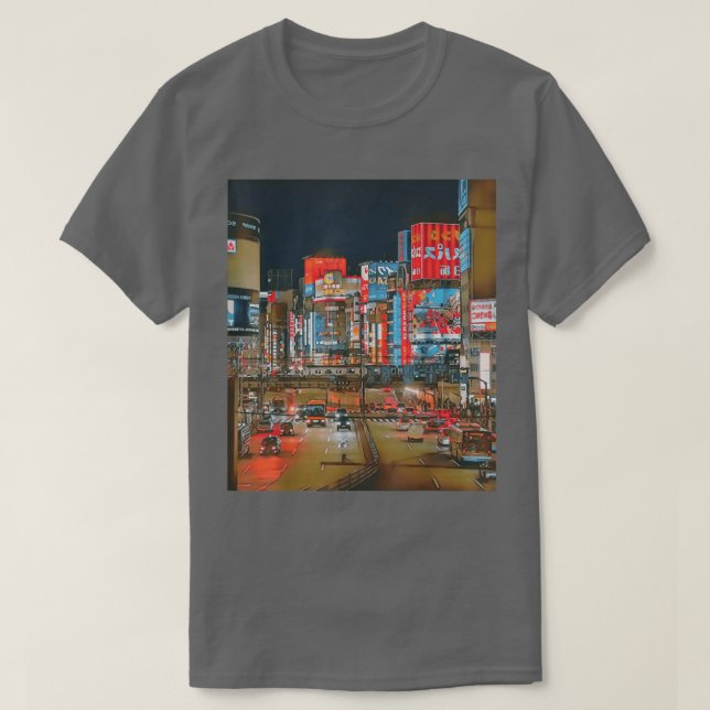 Camiseta Calle nocturna de Tokio (Diseño del anverso)