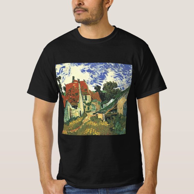 Camiseta Calle Village en Auvers por Vincent van Gogh (Anverso)