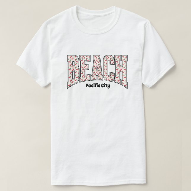 Camiseta Callejeras LETRAS Universitarias Rojo Cereza PLAYA (Diseño del anverso)