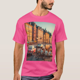 Camiseta Calles Coloridas De Arte De Estocolmo De Los Años 