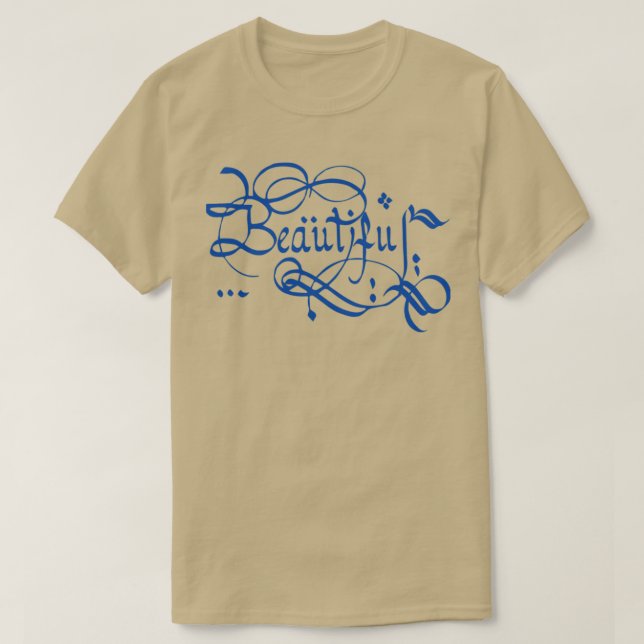 Camiseta Calligrafía azul hermosa (Diseño del anverso)