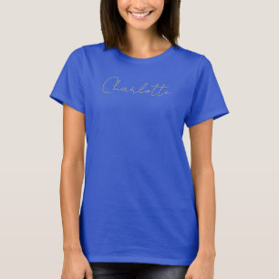 Camiseta Calligrafía Color oro Profundo Personalizado Real