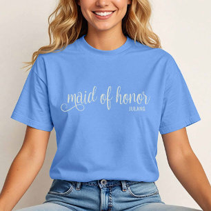 Camiseta Calligrafía natural en Carolina doncella azul de h