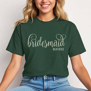 Camiseta Calligrafía retro natural en la dama de honor fore