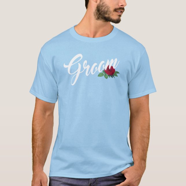 Camiseta Calligrafía simple de Boda floral de Groom | Camis (Anverso)
