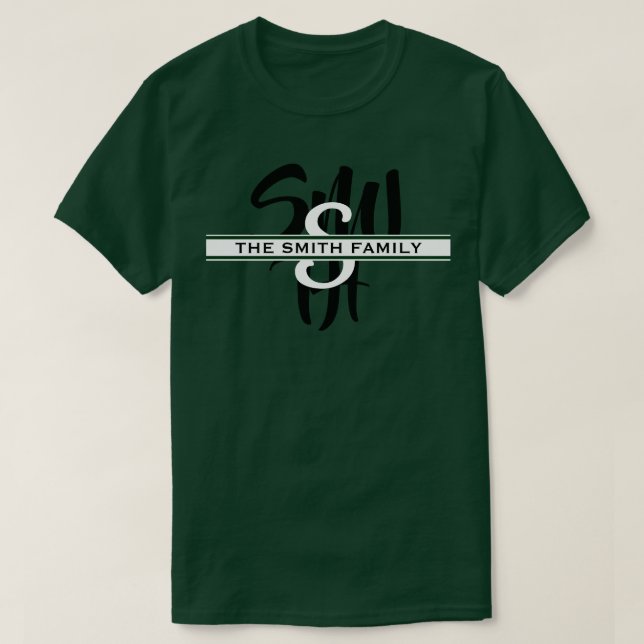 Camiseta Calligraphy Family Reunion Monogram Dark Green (Diseño del anverso)