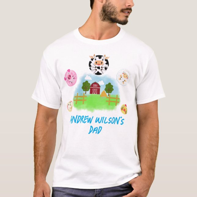 Camiseta Calling Farm Animals Father of the Birthday Boy (Anverso)