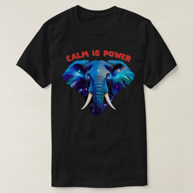 Camiseta Calm Is Power Minimal Cosmic Elephant Face (Diseño del anverso)