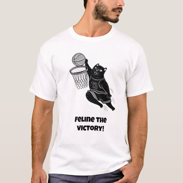 Camiseta ¡Calma la victoria! Gracioso Cat-Basketball (Anverso)