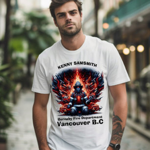 Camiseta Calmador bombero entre llamas y camiones