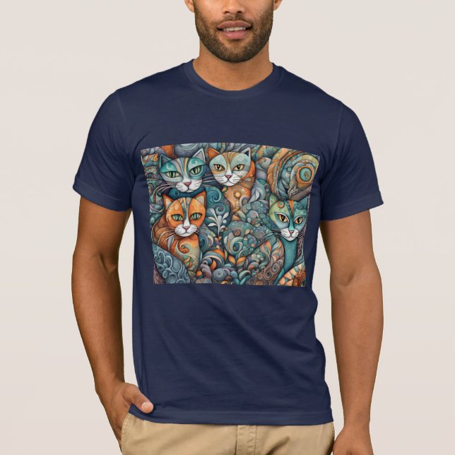 Camiseta calmando gatos 2 (Anverso)