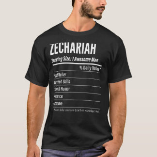 Camiseta Calorías de etiquetas de nutrición de tamaño Zecha
