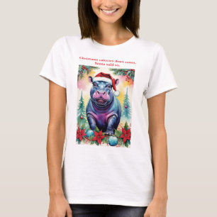 Camiseta Calorías de Navidad Divertido Santa Hipopótamo Pas