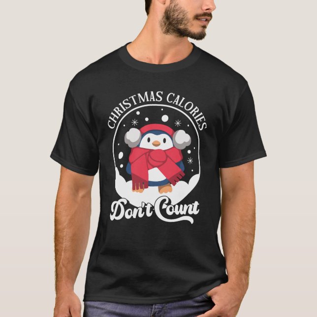 Camiseta Calorías de navidades no cuentan | Pingüino Cute (Anverso)
