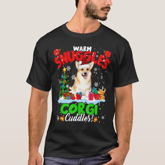 Camiseta Calurosas Huevas Corgi Cudelas Xmas Árbol Tapado S (Anverso)