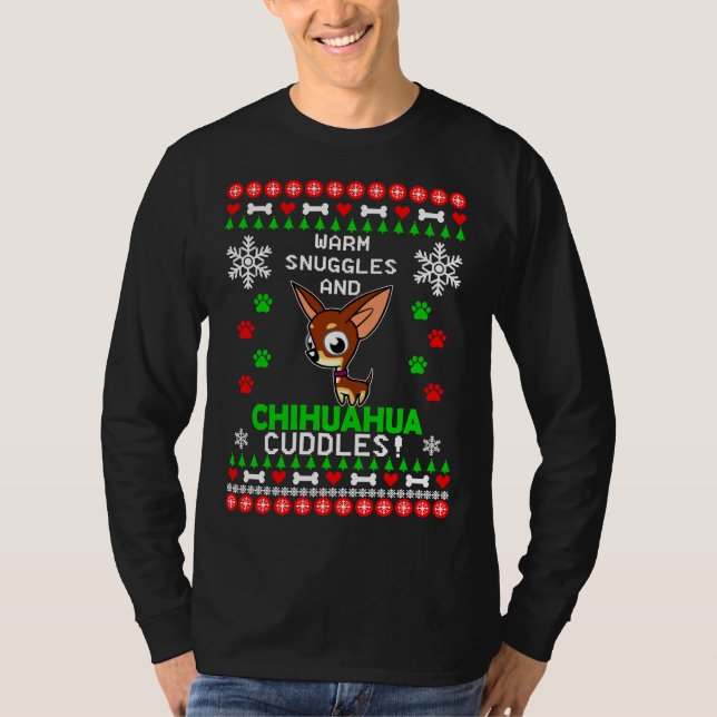 Camiseta Calurosas Huevas Y Navidades De Chihuahua Cuddle S (Anverso)