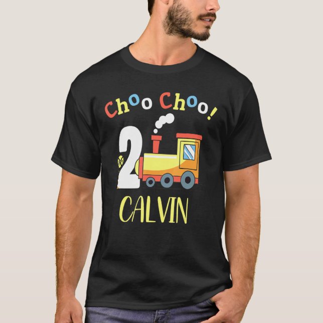 Camiseta Calvin Choo Choo Dos Tren Segundo Cumpleaños Turno (Anverso)