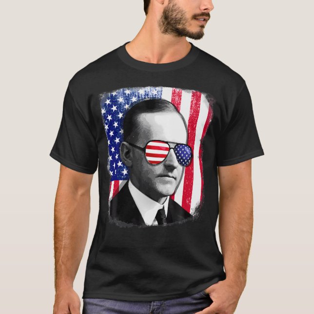 Camiseta Calvin Coolidge Us Flag Tshirt 4 De La Bandera (Anverso)