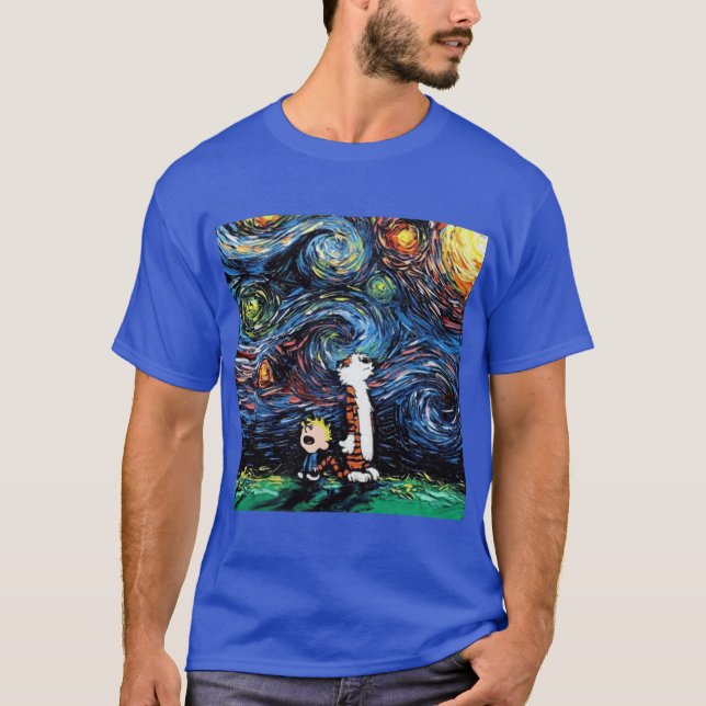 Camiseta calvin hobbes starry night (Anverso)