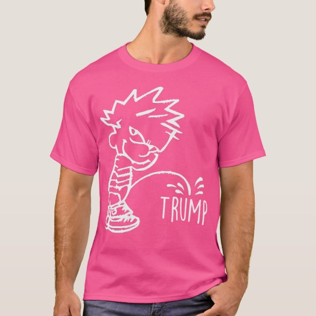 Camiseta Calvin Peeing Sobre Trump - Trump Haters (Anverso)