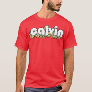 Camiseta Calvin Retro Estilo de tipografía arcoiris difuso