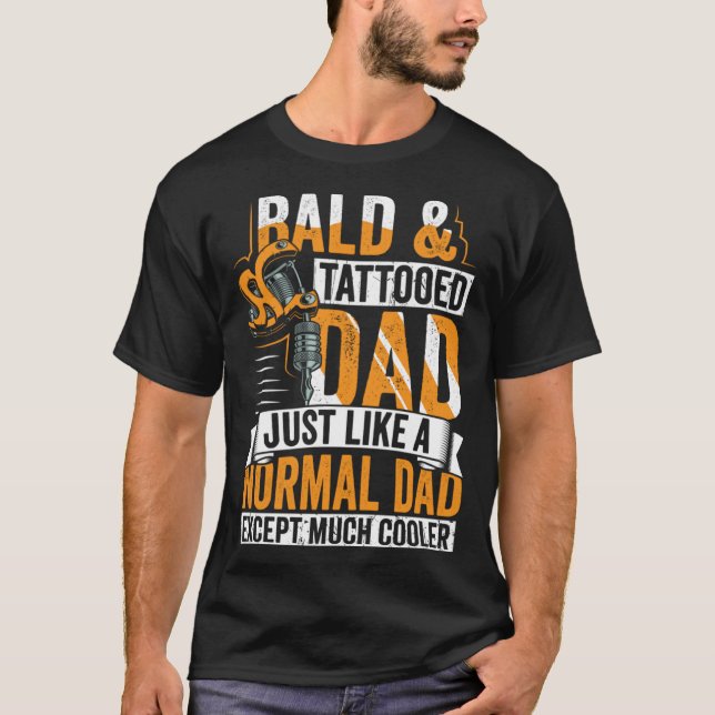 Camiseta Calvo y tatuaje día del padre del humor de papá (Anverso)
