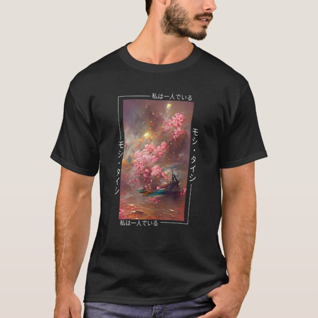 Camiseta Calzada japonesa cerezo en flor de madera Art A (Anverso)