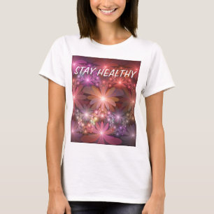 Camiseta Cama De Flores Coloridas Brillantes Resumen Arte F