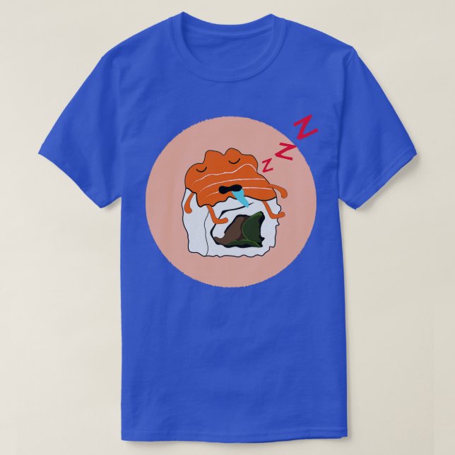 Camiseta cama de sushi somnoliento divertido (Diseño del anverso)