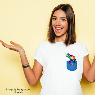 Camiseta Camaleón colorido en bolsillo para jeans impresos