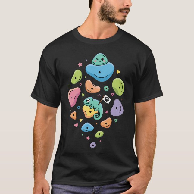 Camiseta Camaleón Divertido Roca Trepando Bouldering (Anverso)