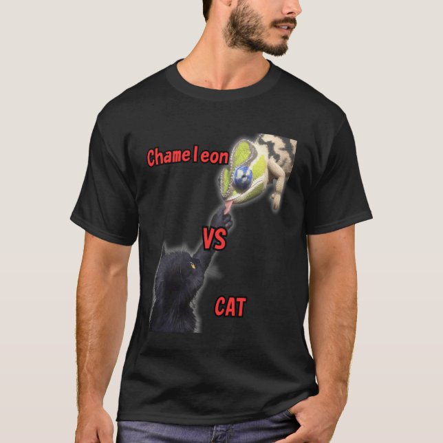 Camiseta Camaleón lengua de gato negro (Anverso)