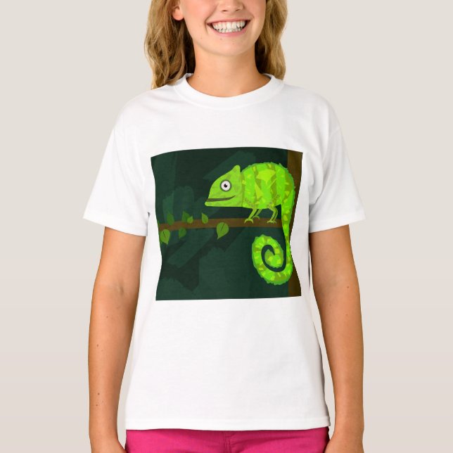 Camiseta Camaleón lindo verde (Anverso)