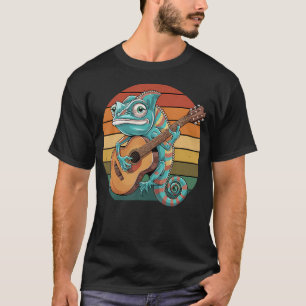 Camiseta Camaleón tocando guitarra vintage guitarra rock re