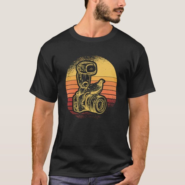 Camiseta Cámara Bird Retro Sunset Aperture Lens Fotos de la (Anverso)