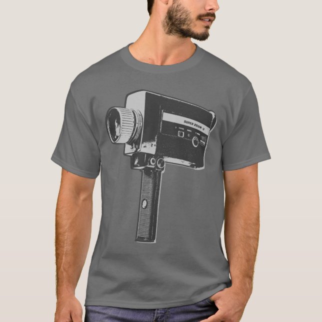 Camiseta Cámara de cine Pop Art Super 8 (Anverso)